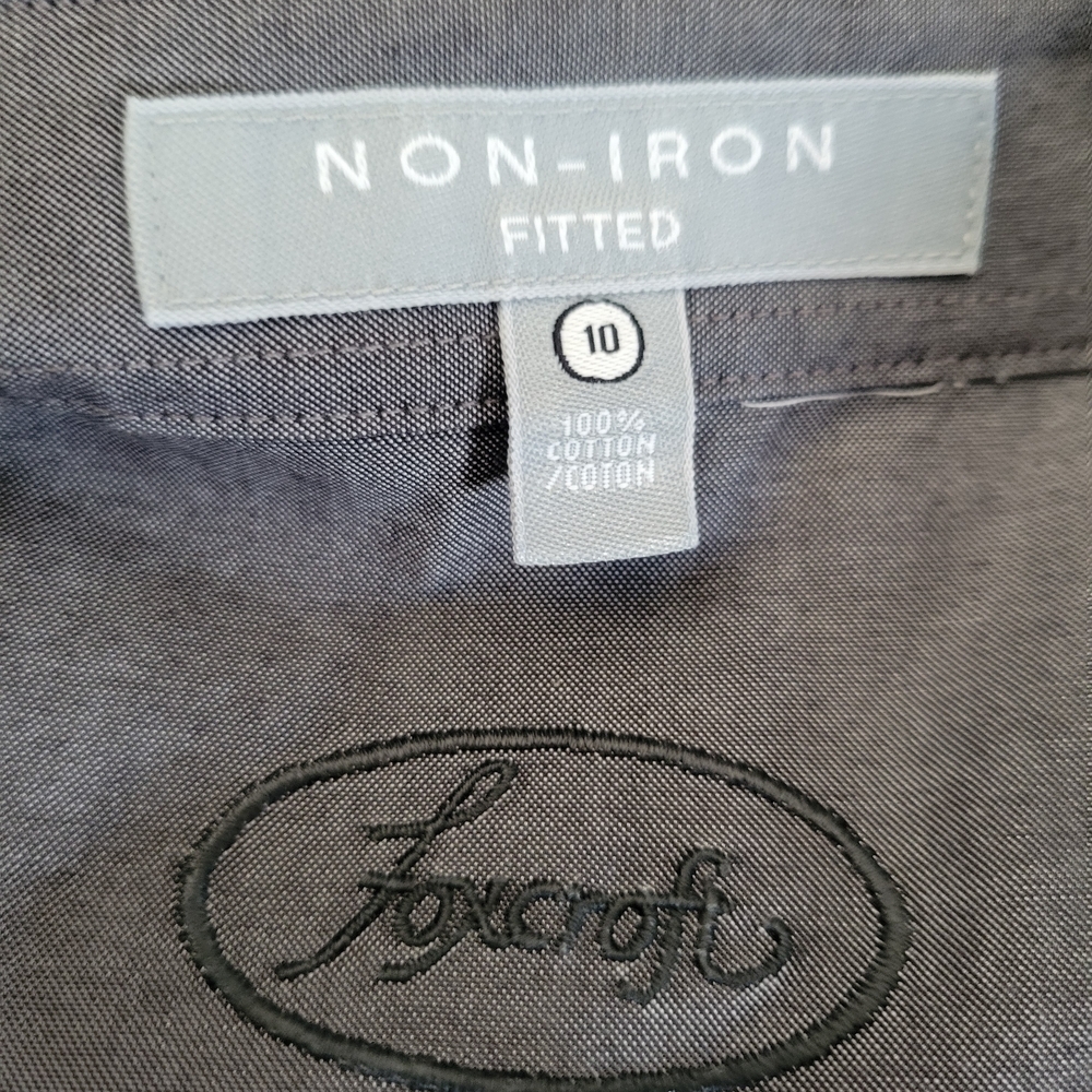 Foxcroft Gray Ruffle-Front Button Blouse - Picture 4 of 4